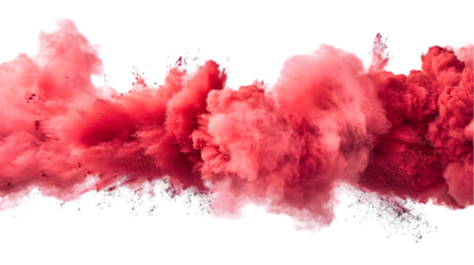 DarkRed, White, Red colours powder exploding isolated on a transparent background