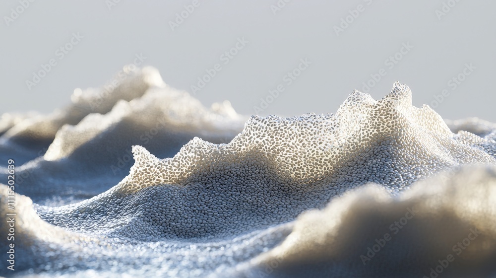 Poster artistic display of minimalist sesame seeds forming curling waves in a serene setting 3d rendered ab