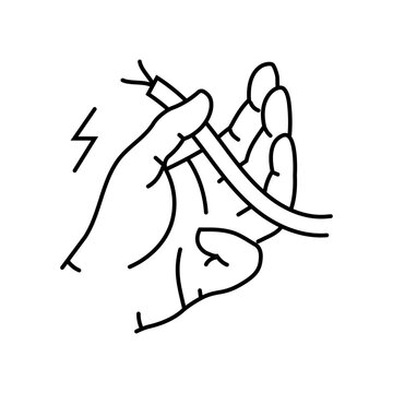 electric shocks household injury accident line icon vector. electric shocks household injury accident sign. isolated contour symbol black illustration