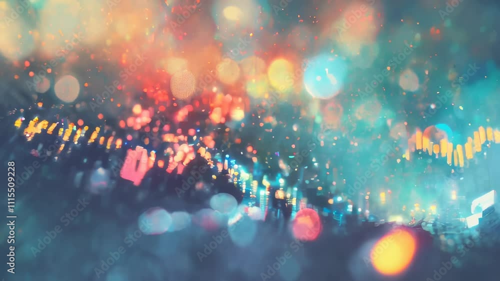 Poster soft, colorful bokeh lights layered over a blurred, abstract circuit pattern, creating a modern, dre
