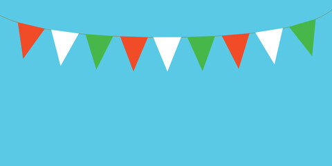 Obraz premium Italian flag bunting decoration illustration. Row of Italy flag decorations hanging on a string.