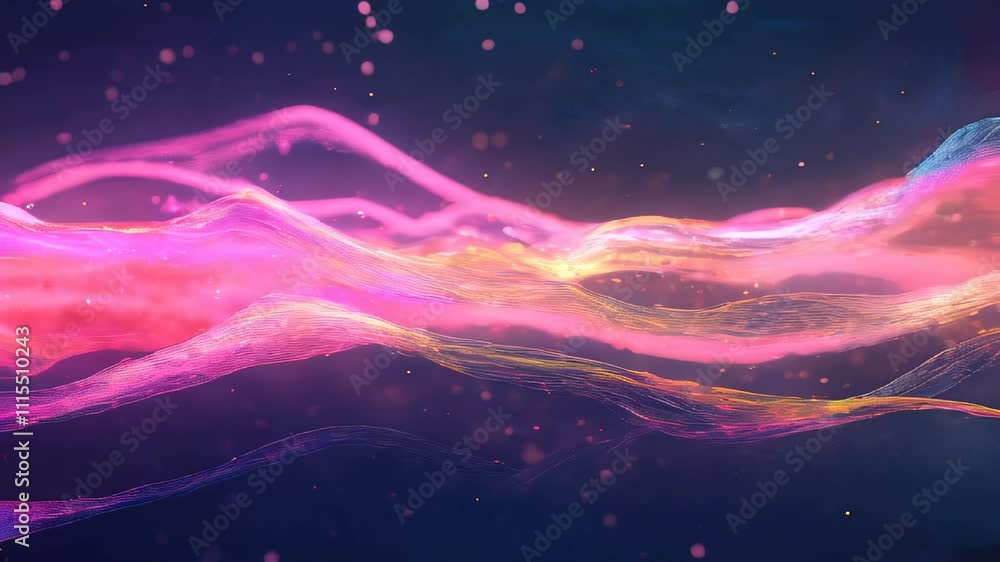 Aufkleber waves of vibrant colored light stream across a dark background, creating a dynamic, energetic, and v