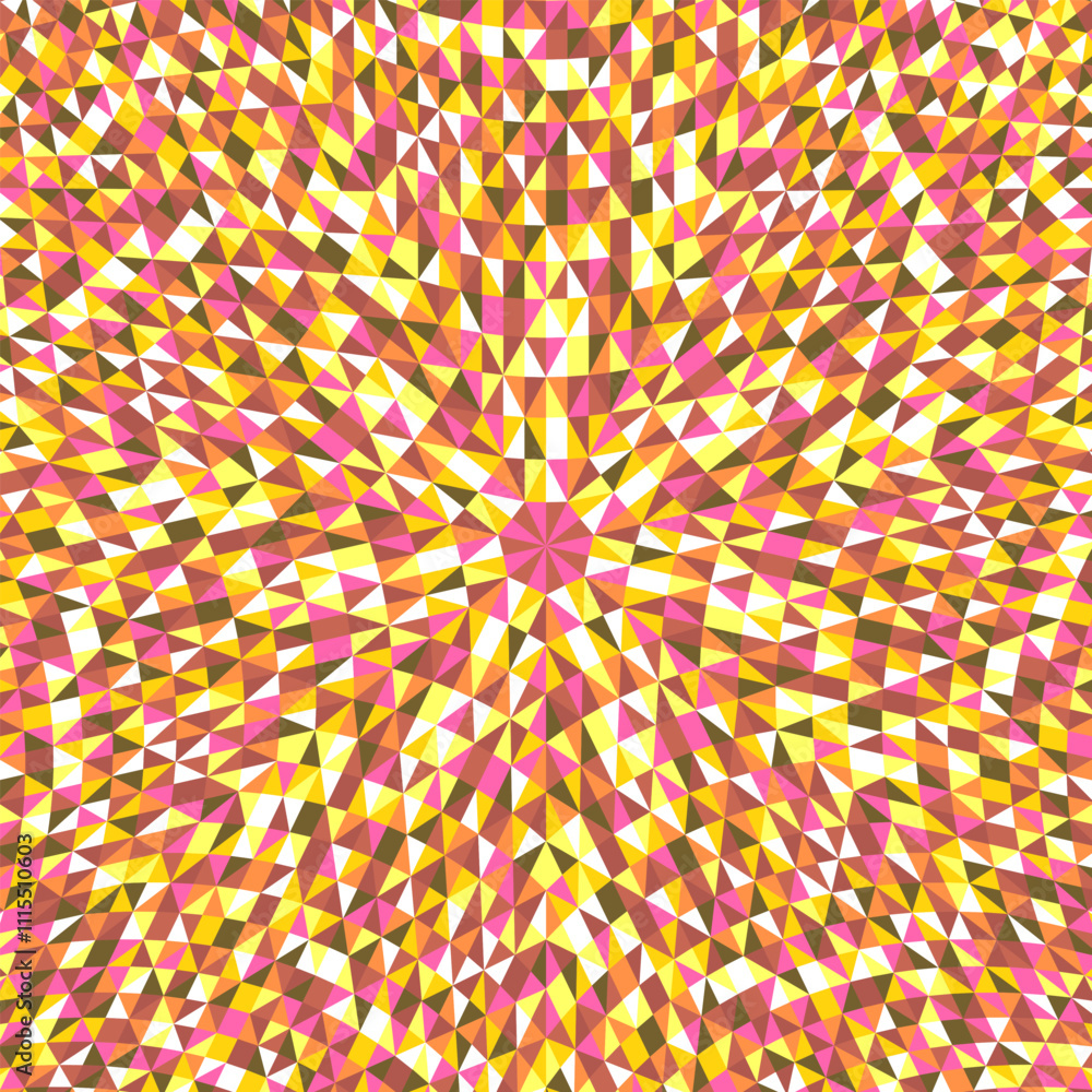 Poster dynamic abstract radial mosaic background - psychedelic colorful polygonal hypnotic vector graphic d