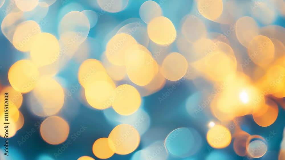 Poster abstract background of soft blue and yellow bokeh lights, creating a calming, ethereal atmosphere wi