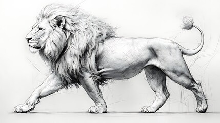 Artistic lion working pencil sketch wallpaper images