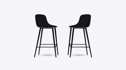 Black Barstools with Minimalist Design on White Background