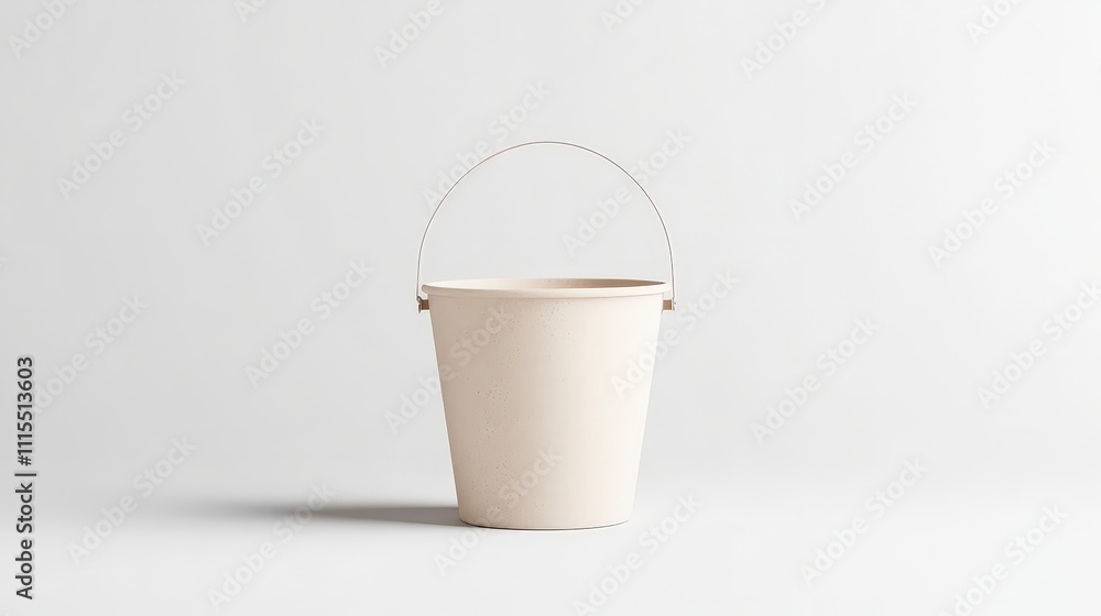 Aufkleber Minimalist Beige Bucket with Handle on Simple Background