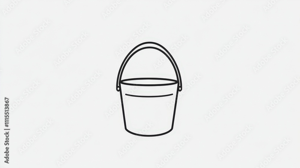 Poster simple outline of a bucket on a clean background for creative use