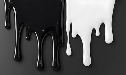 Black and white liquid graphics falling on a solid background, Generative AI 