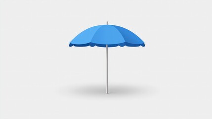 Obraz premium Blue Beach Umbrella on Plain Background for Summer Fun Designs