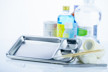 Medical equipment for treating infections. Wound care dressing set. Medical supplies for nurses....