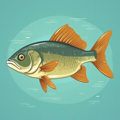 Obraz premium A Vibrant Risograph Print Featuring Aquatic Life