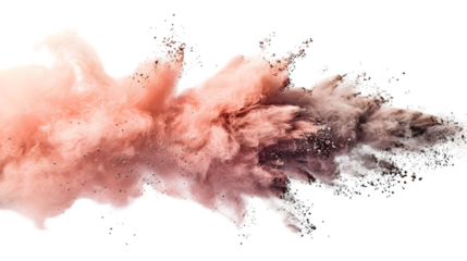 Pink, Brown, Grey colours powder exploding isolated on a transparent background