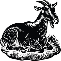 Fototapeta premium Goat vector silhouette,isolated white background
