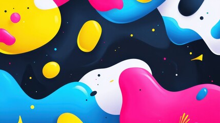 Obraz premium Abstract colorful paint blobs on dark background.