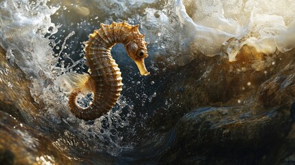Seahorse Leaping Through Waves: A Stunning Underwater Ballet