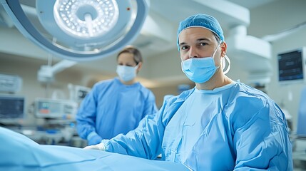 Inside the operating room surgical team conducting a clinical hospital procedure