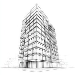 A tall building with many windows and a large entrance