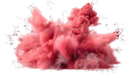 Pink, Grey, Red colours powder exploding isolated on a transparent background