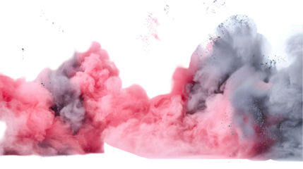 Pink, Grey, Silver colours powder exploding isolated on a transparent background