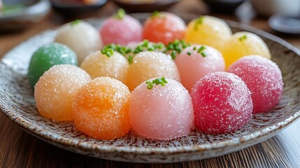 Colorful Delicate Mochi Dessert Platter Display