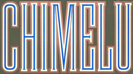 Fototapeta premium name Chimelu in large blue and white font on brown background