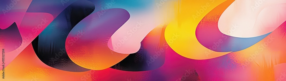 Poster Vibrant Abstract Swirls of Colorful Shapes in Gradient Design
