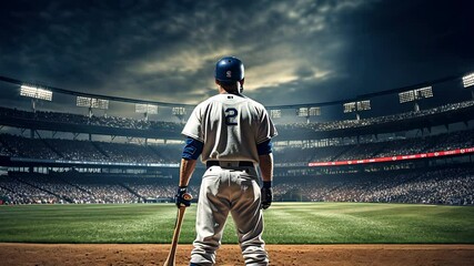 Professional baseball player holding bat on sport stadium	
 - Powered by Adobe