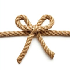 A decorative bow made from a tan rope, often used for gift wrapping or crafts.