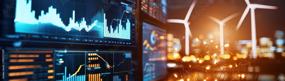 Poster Data Visualization and Renewable Energy Concepts with Technology Background