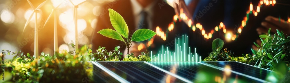 Aufkleber sustainable energy development with renewable resources and growth