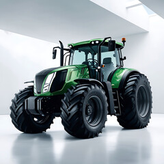 Obraz premium Modern tractor in the field close-up.