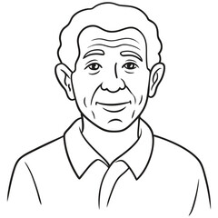 Cartoon happy senior elderly old man design Line art