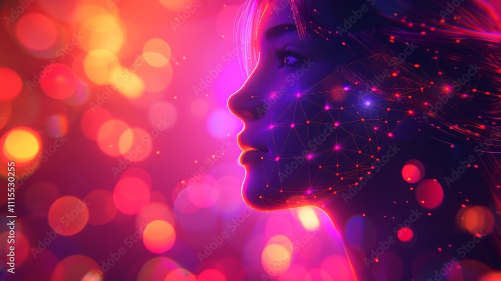 Aufkleber futuristic digital head silhouette with glowing lines and nodes representing ai and neural networks