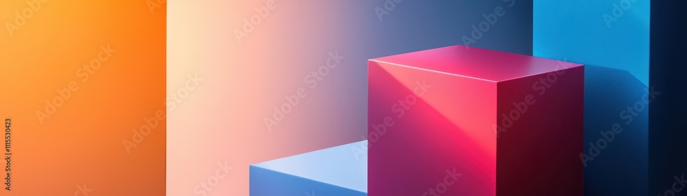 Poster Abstract Geometric Shapes with Vivid Colors and Gradients in Background