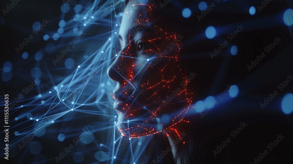 Poster glowing digital silhouette representing artificial intelligence and futuristic neural networks