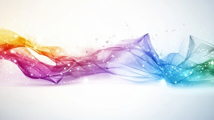 Obraz premium Abstract colorful wave with sparkles on white background.