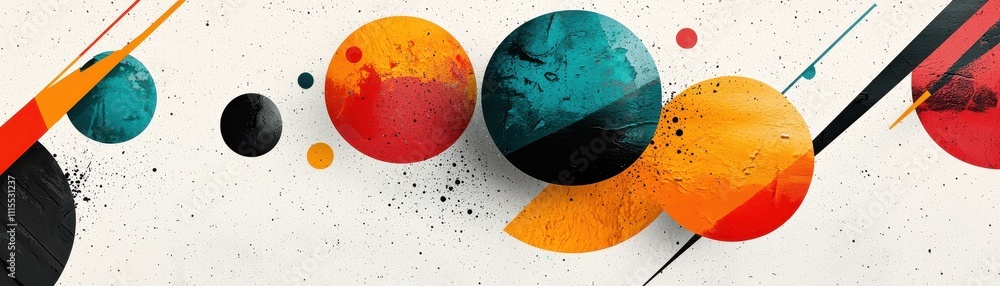 Poster Abstract Art with Colorful Circles and Dynamic Brush Strokes