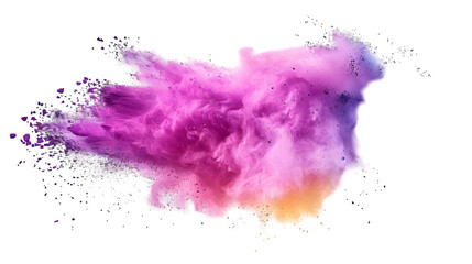 Fototapeta premium Pink, Yellow, Blue colours powder exploding isolated on a transparent background