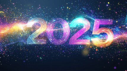 Obraz premium Colorful and Bright 2025 Celebration Design with Sparkling Effects