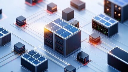 Fototapeta premium Solar Technology Integration with Data Servers in Modern Network Design
