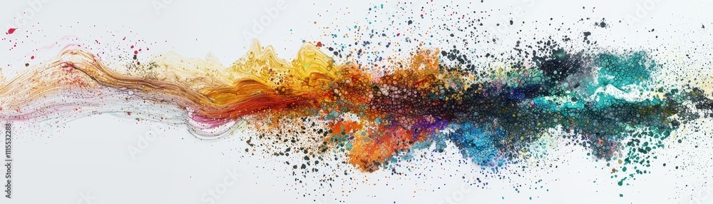 Poster vibrant abstract colorful splash of paint on smooth white surface