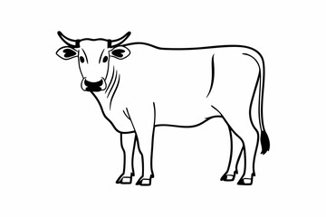 Fototapeta premium Cow liner vector illustration, cow silhouette
