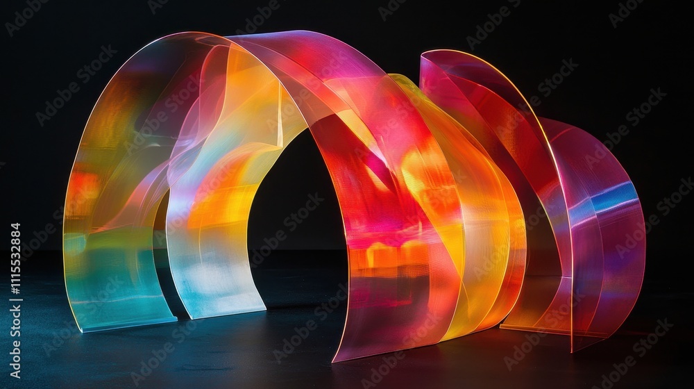 Aufkleber translucent arcs of vibrant material creating a glowing visual experience in vivid colors