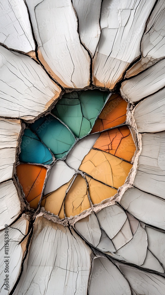 Poster cross-section of a crystal under polarized light, emphasizing its technological applications in dura