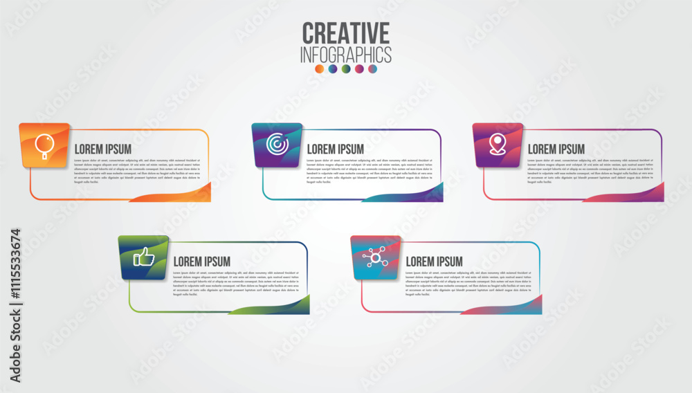Poster business infographic design template with icons and 5 numbers options or steps. can be used for proc