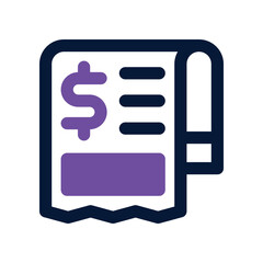 receipt icon. vector dual tone icon for your website, mobile, presentation, and logo design.