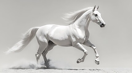 Black and white running horse pencil sketch wallpaper for elegant interior design