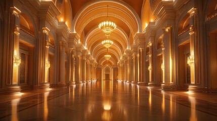 Obraz premium Grand Hallway with Golden Accents
