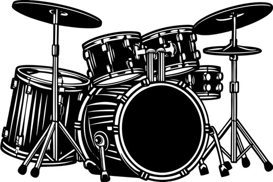 Musical drump set silhouette vector illustration